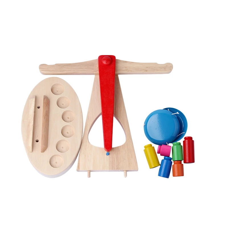 Montessori Toys Educational Wooden Toys for Children Early Learning Kids Balance Scale Toy With 6 Weights Teaching Aids