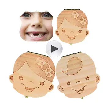 

Tooth Box Portugue / Spanish/English/Dutch/French/Russian/ Italian Wood Tooth Box Organizer Save Milk Teeth Wood Storage Teeth