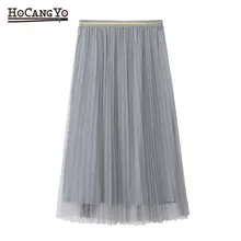 Новая одежда для маленькой девочки 2 слоя тюлевые женские юбки Осенние эластичные Высокая талия женские длинные юбка в сеточку Для женщин невысокий массивный каблук плиссированная юбка миди юбки Faldas Saias