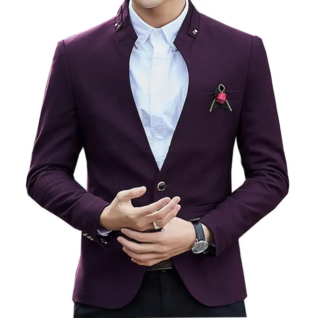 Buy Unique Designer Blazer Mandarin Blazer Jacket Wine