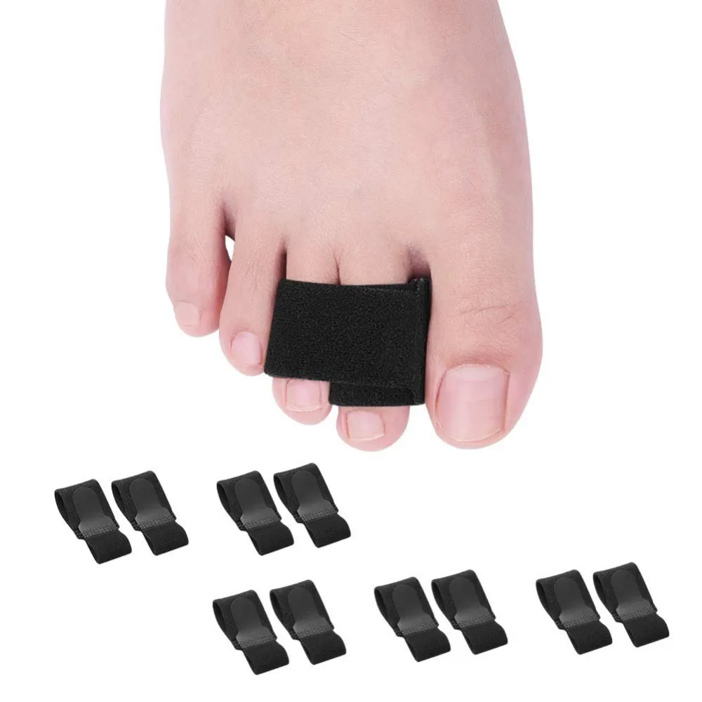 

1 Pair Black Non-slip Fabric Toe Straightening Wrap Cushioned Bandages For Hammer Overlapping Toe-Bent Toe-Claw