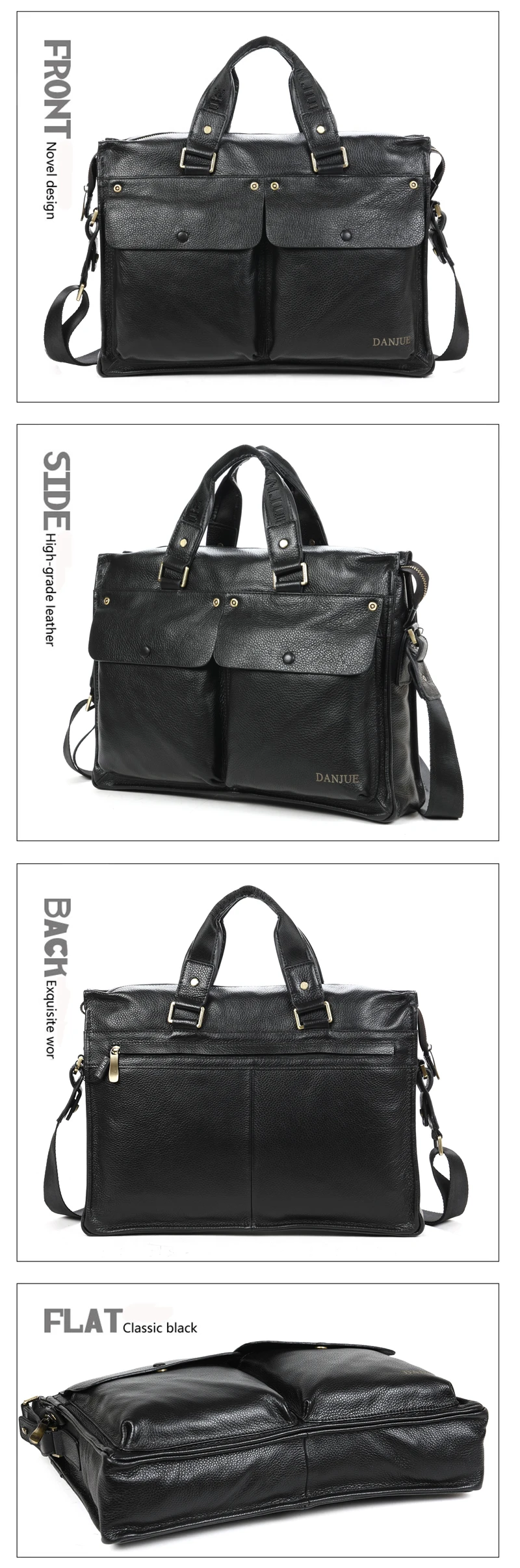 DANJUE мужской портфель из натуральной кожи деловые сумки бренд воловья кожа 14 дюймов ноутбук дорожная Высококачественная сумка на плечо