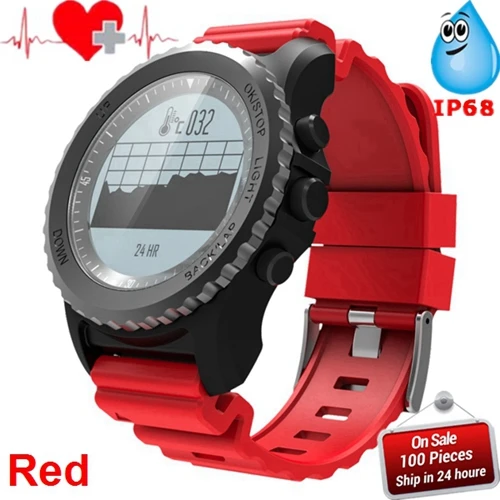 S968 Смарт-часы монитор сердечного ритма спортивные водонепроницаемые bluetooth gps Смарт-часы Поддержка Smartwatch для Android IOS телефон часы - Цвет: Красный