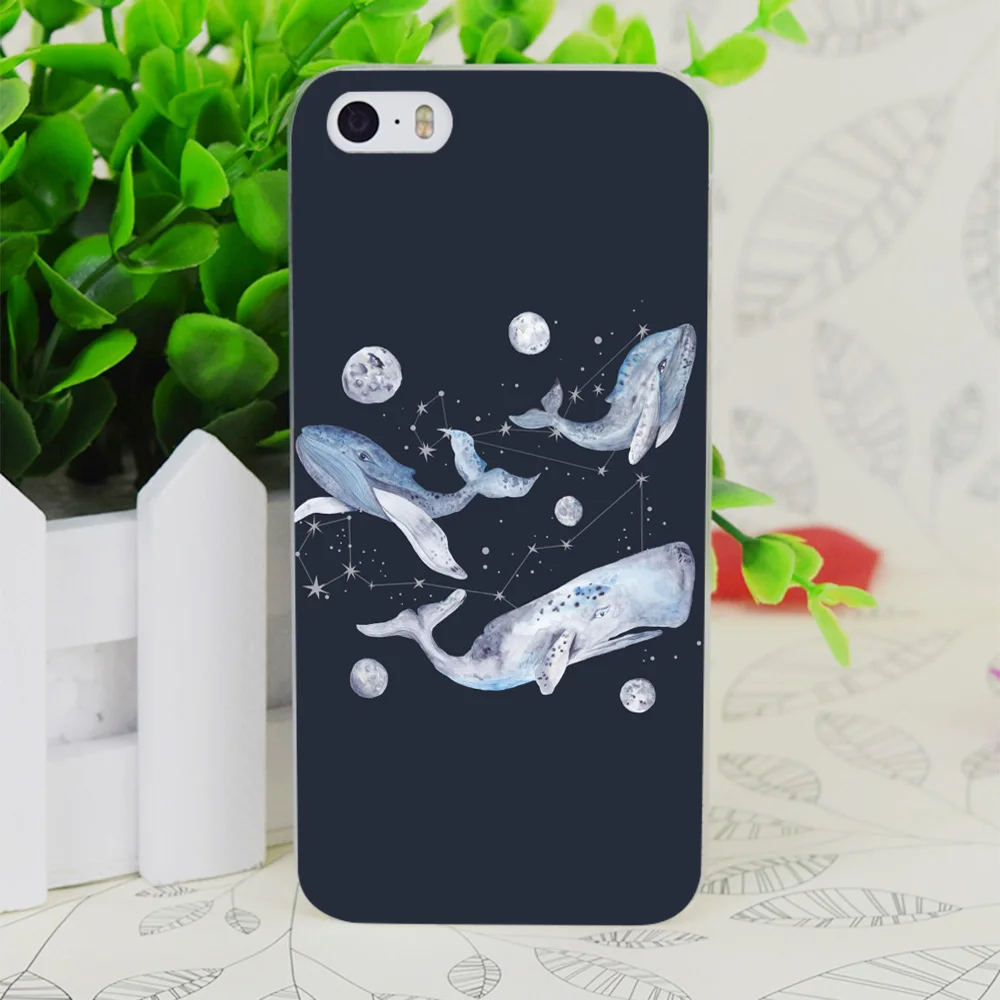C2333 Whales And Stars Transparent Hard Thin Case Skin Cover For Apple IPhone 4 4S 4G 5 5G 5S SE 5C 6 6S Plus |
