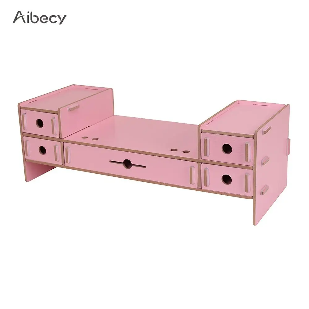 Desk Organizer 5 Drawers Monitor Stand Riser Desktop Organizer