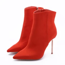 Хороший Для женщин Сапоги и ботинки для девочек зимняя обувь женские ботинки на высоком каблуке Женские брендовые зимние ботинки с Мех животных острый носок каблук из металла Сапоги и ботинки для девочек b-11121