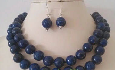 

11.22 12mm Lapis lazuli necklace 33 inch Lapis lazuli earrings wedding part jewelry Discount 35%