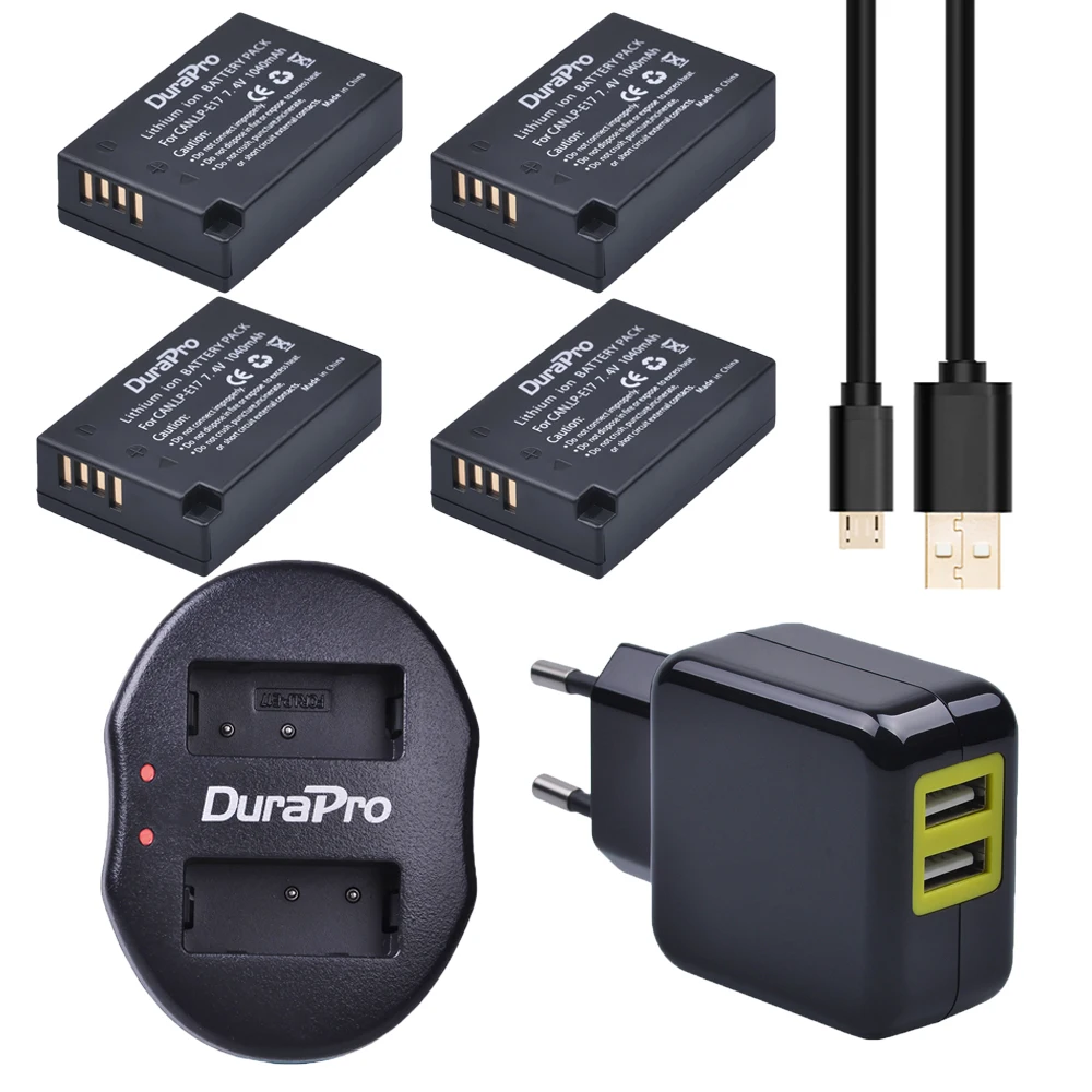 

4pcs LP-E17 LPE17 LP E17 Li-ion Battery + USB Dual Charger + EU plug for canon EOS Rebel T6i 750D T6s 760D M3 8000D Kiss X8i