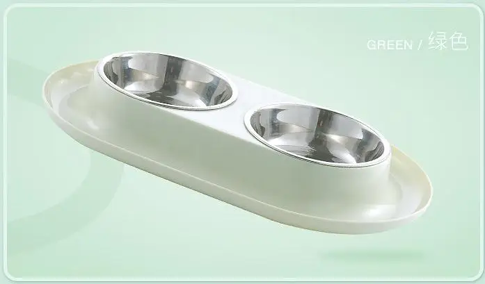 Нержавеющая сталь для домашней собаки, двойные миски для еды и воды, миска для еды, товары для кормления щенков - Цвет: Green