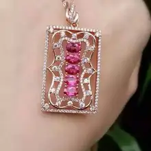 Кулон с натуральным красным топазом, серебро 925 пробы, кулон с натуральным драгоценным камнем, Ретро стиль, роскошные большие квадратные женские вечерние ювелирные изделия для девушек
