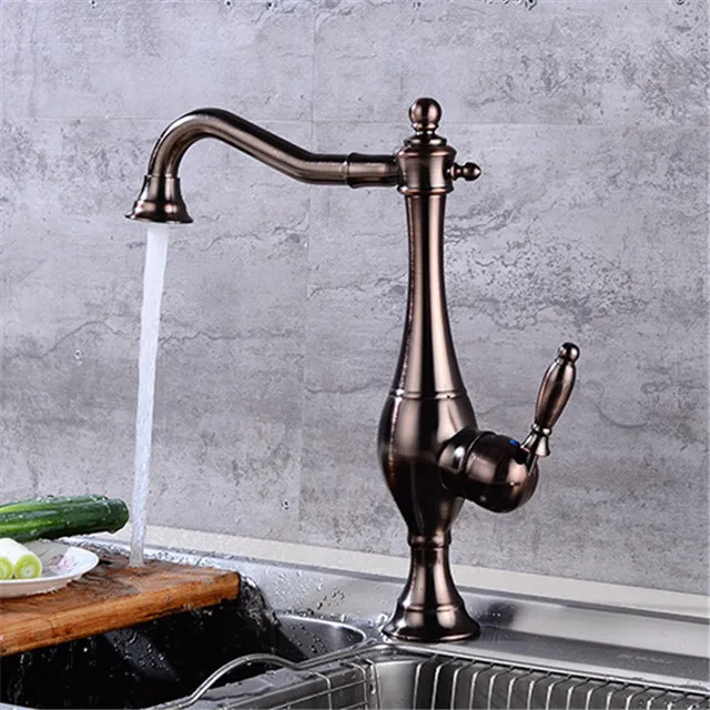 Kitchen Faucets Brass Sink Mixer Tap Hot & Cold Single Handle Rotating Water Crane Mixer Faucet Golden/Chrome Bath Basin Faucet