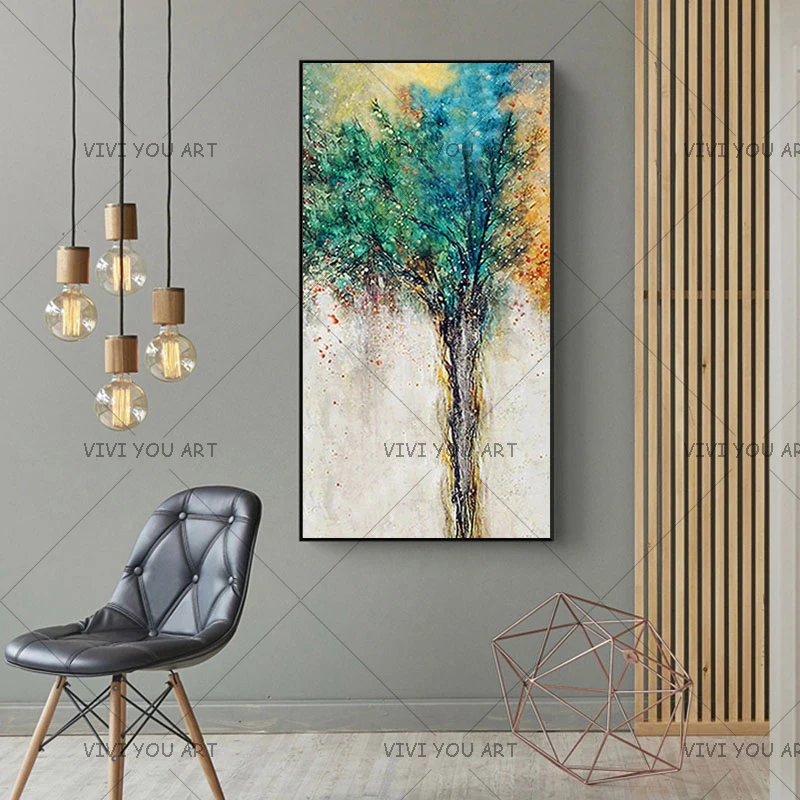 

Large 100% Hand Painted Canvas Oil Paintings Modern Abstract Tree Oil Painting On Canvas Wall Picture For Living Room Home Decor