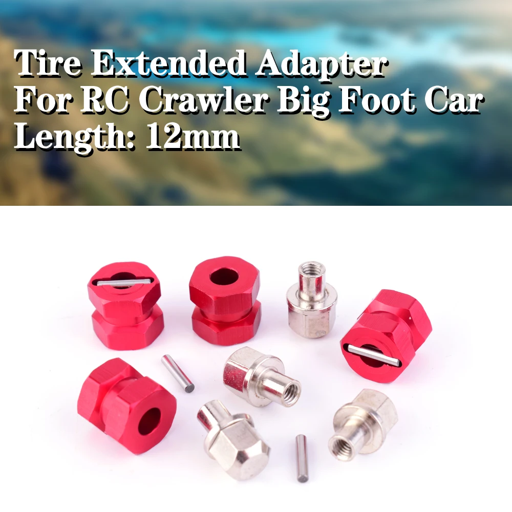 

4Pcs 12mm Hex 12mm Coupler Tire Extended Adapter Red for Hsp Redcat Tamiya Axial Scx10 D90 HPI RC Crawler Big Foot Car
