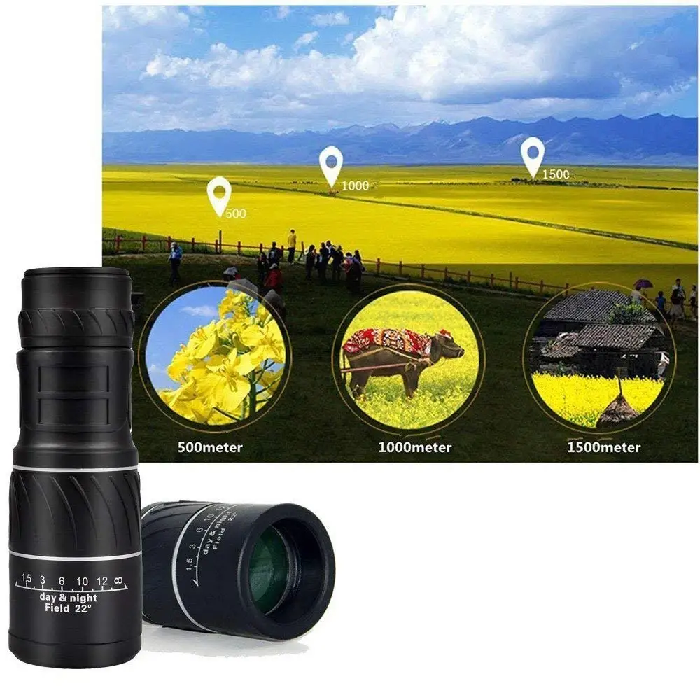 Outdoor High Quality 16 x 52 Optics Monocular With Zoom Hunting Lens Telescope Lenses Dual Focus Optic Lens Day scope binoculars