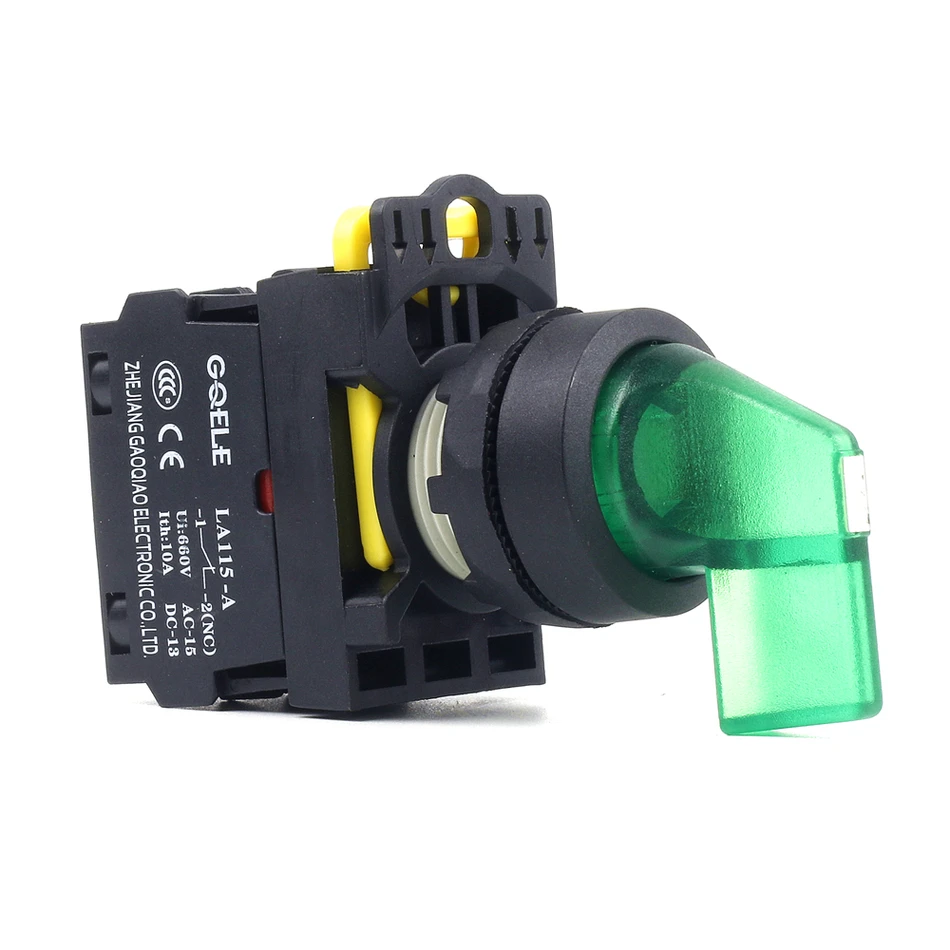 5 PCS Push button switch Selector switch Long handle 2 Position LED Latching IP40 1NO 1NC 1N0