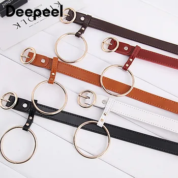 

Deepeel 1pc 2.3cm*110cm Women Belt Korean Students Harajuku Decorative Belt Metal O Ring Buckle Casual Simple Versatile BD561