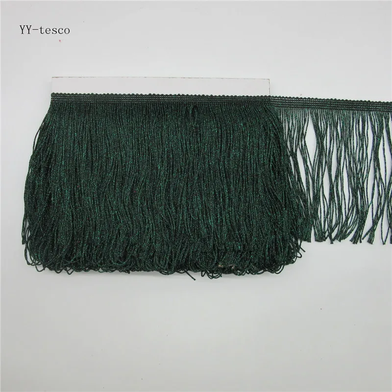 YY-tesco 5 метров 15 см широкая Серебряная бахрома отделка кисточка кружевная бахрома отделка для латинских платьев сценическая одежда кружевные аксессуары лента - Цвет: green