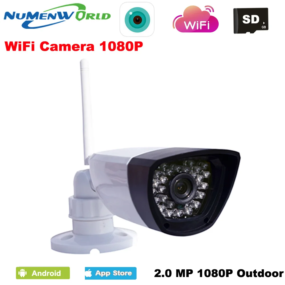 Уличная водонепроницаемая Wi Fi IP камера NumenWorld 1080P Micro SD HD P2P 802.11b/g/n беспроводная