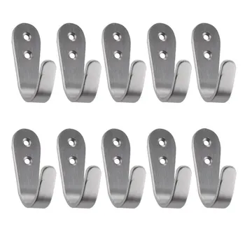 

Brushed Stainless Steel Coat and Hat Single Hook Heavy Duty Wall Mount, 10-Pcs Value Pack