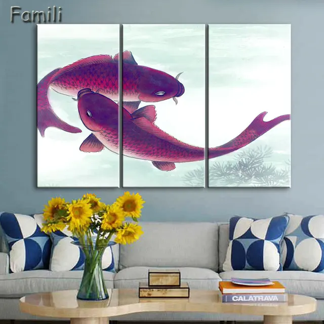 3piece Koi Fish Wall Art Chinese Painting On Canvas Home 3piece Koi Fish Wall Art Chinese Painting On Canvas Home Decor Modern Picture