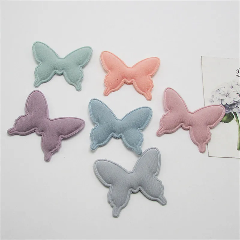 

30pcs/lot 5*4.3cm Butterfly Pads Patches Appliques for Craft Clothes Sewing Supplies DIY Hair Clip Accessories
