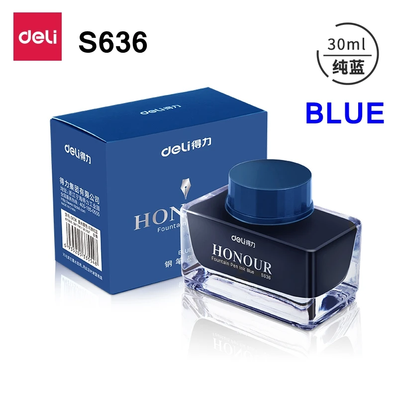 Deli S636 S635 Fountain Pen Ink 30ml 50ml Bottle Black Blue Pen Ink BlackBlue Red Ink Darkblue Ink Wholesale Ink Bottle images - 6