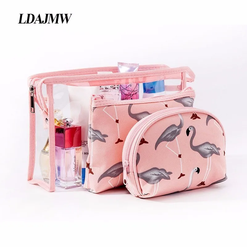 LDAJMW 3Pcs/Set waterproof Transparent Women Wash Cosmetic Bag Makeup Toiletries Make up Pouch ...