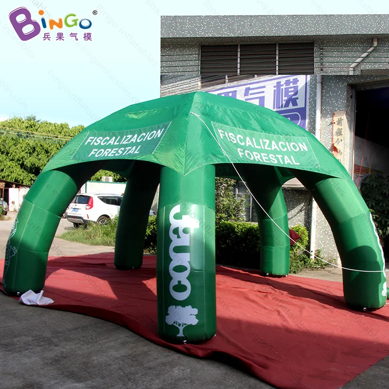  Customized green color 6X3 Meters inflatable spider dome tent digital printed 5 pillars inflatable 