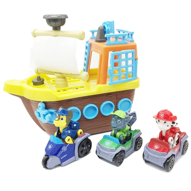 

New Paw Patrol Dog Boat Sea Rescue Ship Base Set Vehicle Toy Anime Action Figures Model Kids Birthday Best Gift