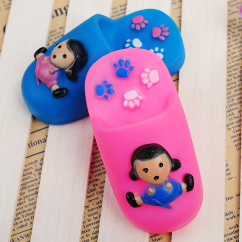 Pet Dog Shoes Toy Dog Chew Shoes Sound Toy Plastic Shoes Squeak Toys