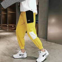 Мужские модные свободные хлопковые повседневные штаны с принтом, брюки с эластичной резинкой на талии, желтые/черные спортивные штаны для бега, M-2XL