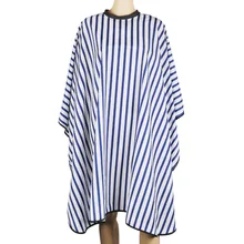 Салонный плащ для стрижки волос синий полосатый водонепроницаемый парикмахерский халат 4," крючок и петля закрытия макияж накидка, шелковистые длинные тканевые ручки