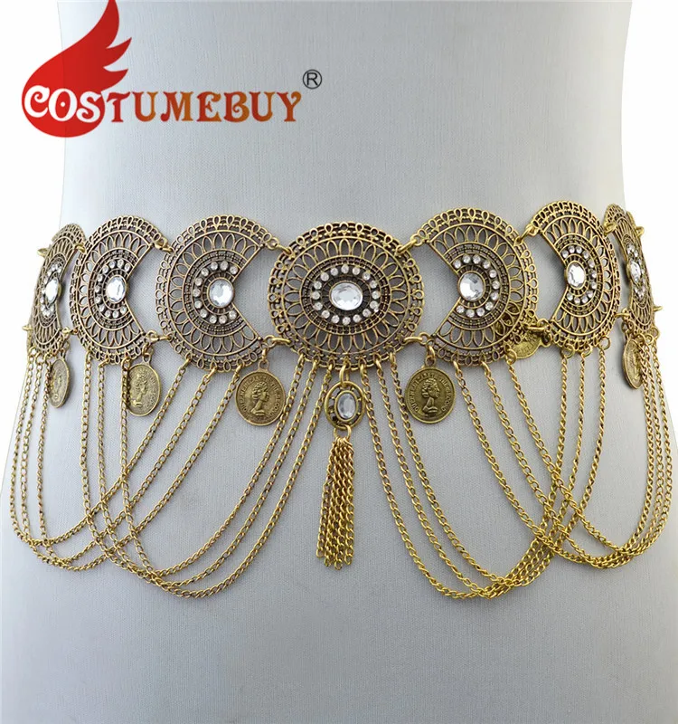 

CostumeBuy Vintage Silver Waist Chian Crystal Body Chain Beach Body Waist Chain Jewelry L920
