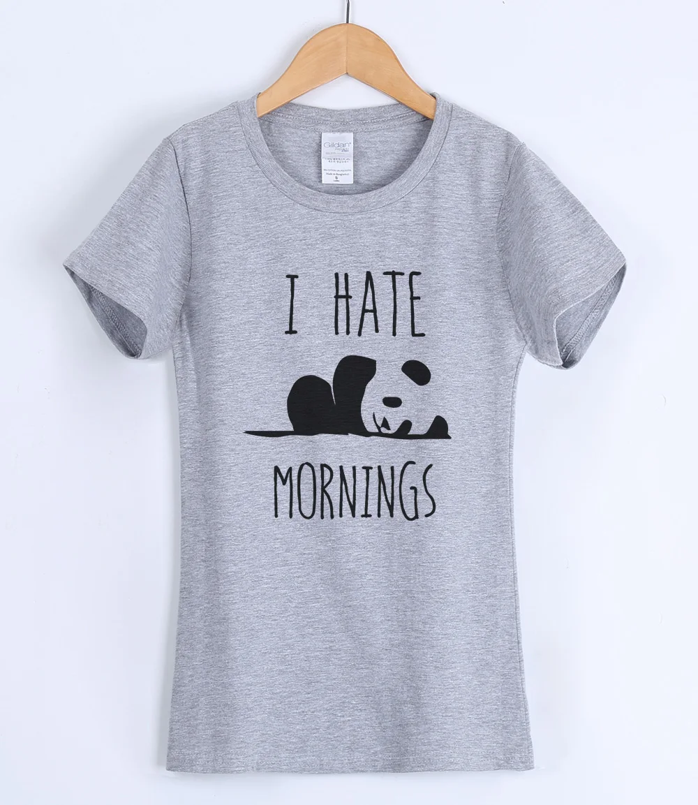 

I HATE MORNING PANDA animal cartoon kawaii T-shirts for women 2019 summer o-neck female T-shirt harajuku top tee shirt femme hot