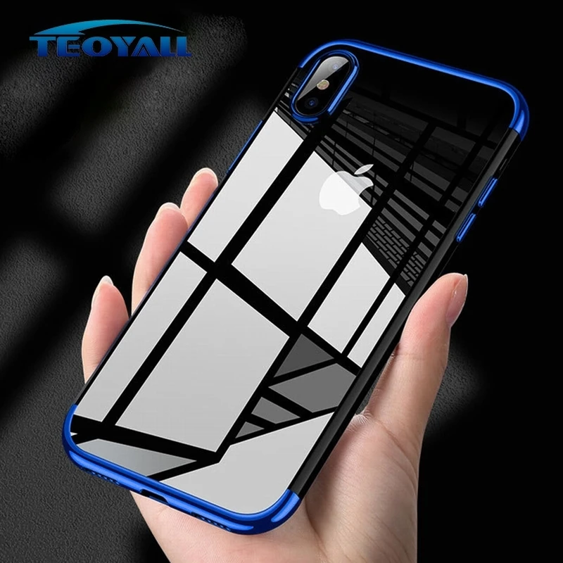 TeoYall Plating Cases for iPhone 7 8 X Case Flip Cover 6 6s Plus Covers Silicone Fundas Soft TPU Protector |