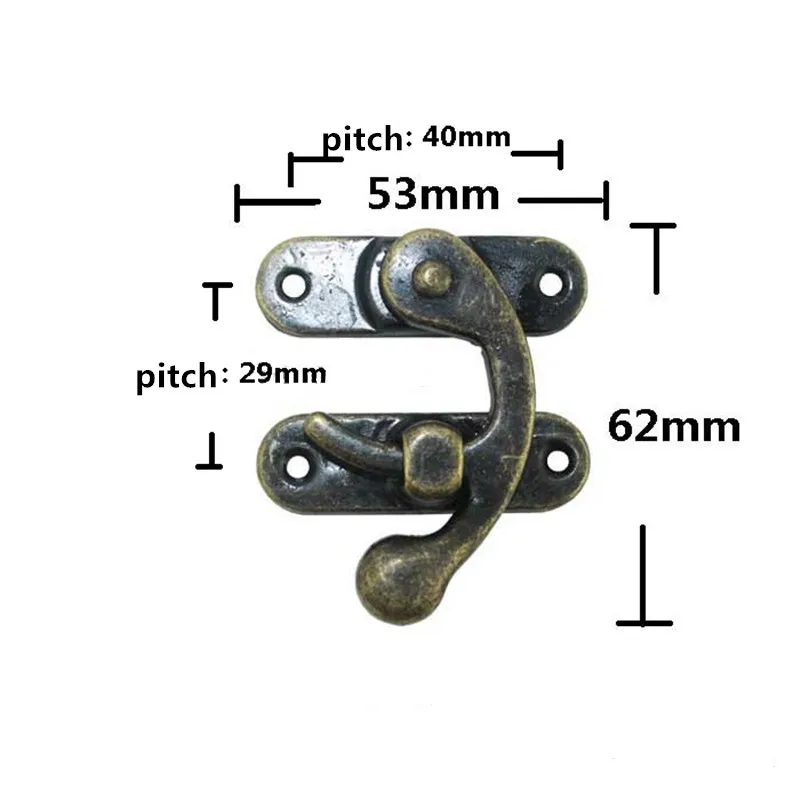 Furniture Locked,Box Suitcase Toggle Latch Buckles Bronze Tone,Antique Style Metal Lock,Iron Wooden Box Lock,53*62mm