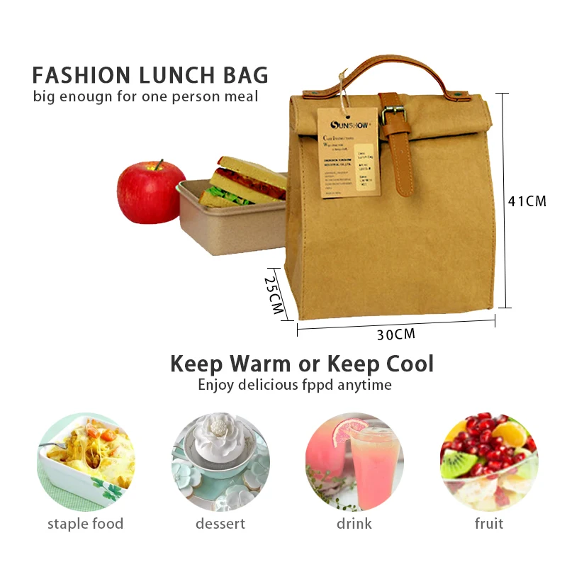 

2019 Waterproof Lunch Bag for Women Kids Men Cooler Lunch Box Picnic Tote Food Kraft Paper Bags Insulation Portable Package