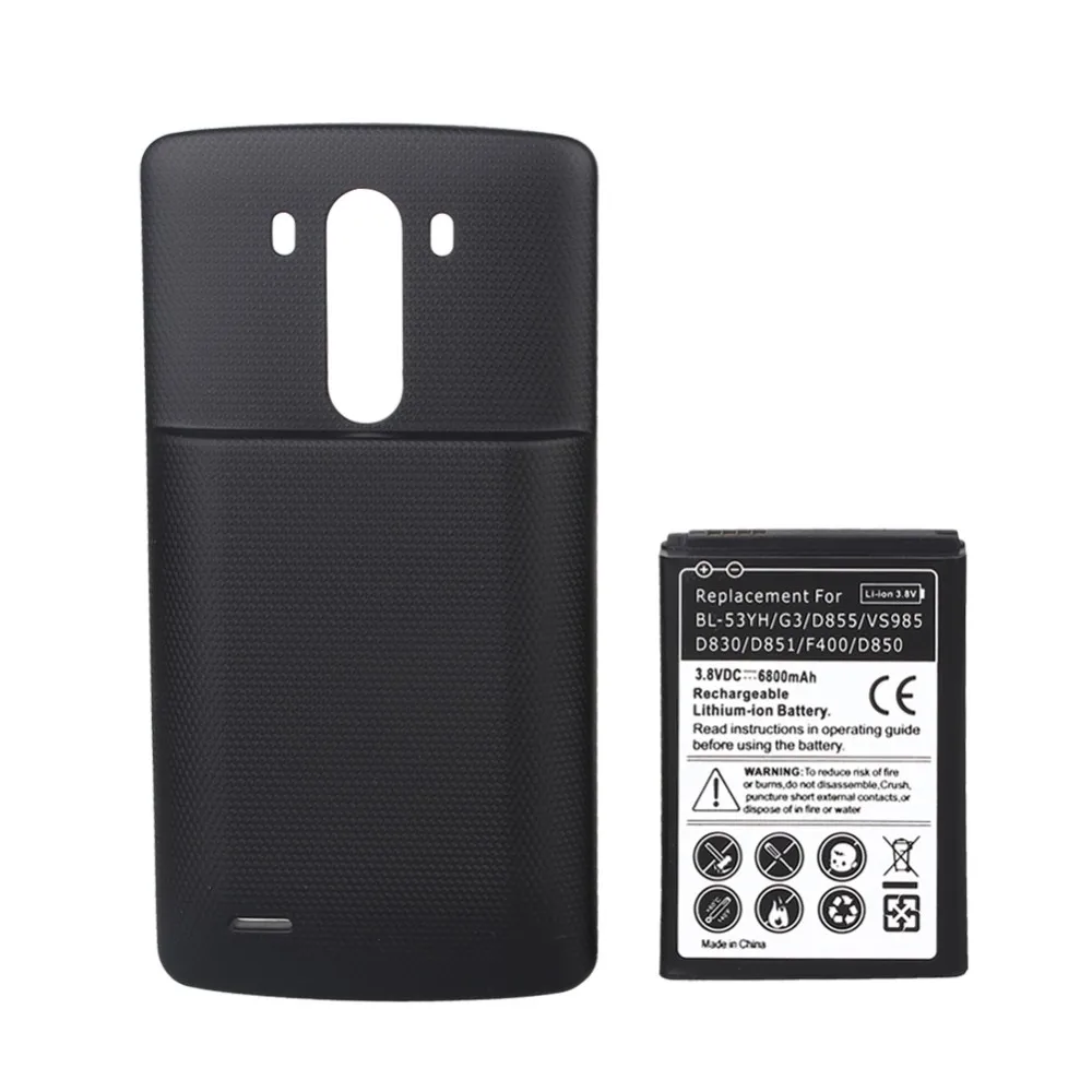 imágenes para 6800 mah Batería Recargable Batería de Reemplazo Con El Caso de La Cubierta Negro Para LG G3 D850 D830 D851 VS985 D855 F400 Alta capacidad imágenes para 6800 mah Batería Recargable Batería de Reemplazo Con El Caso de La Cubierta Negro Para LG G3 D850 D830 D851 VS985 D855 F400 Alta capacidad