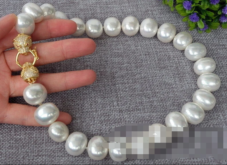 

FREE SHIPPING>>>@@ > 0637 white sea shell pearl OVAL necklace-zircon clasp