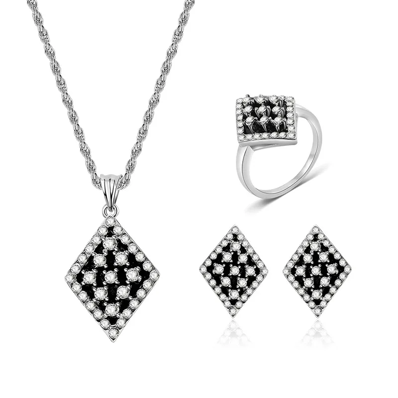Fashion Geometric Shape Jewelry Sets Charms Women Cubic Zircon Necklace