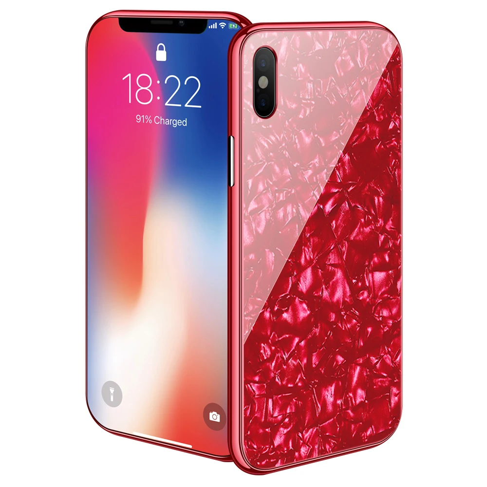 

10pcs Luxury Magnetic Flip Case for iPhone XS Max XR X 6 7 8 Plus PC Border Shell Pattern Tempered Glass Back Cover