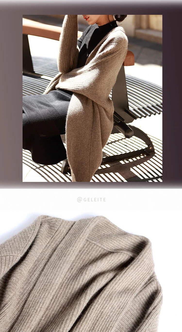 BELIARST толщиной битой шерстяной кардиган Для женщин осень-зима новый длинный абзац ленивый свободный большой Размеры вязаный свитер пальто