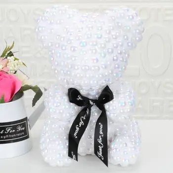 

21cm Foam Bear Modeling Imitation Pearl Handmade Craft Gift Christmas Valentine's Day Wedding Home Decoration