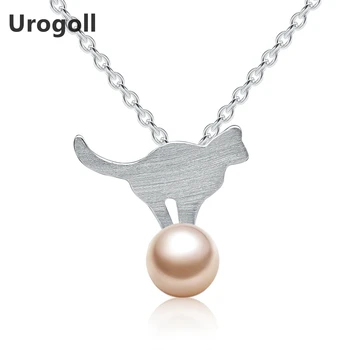 

New 925 Sterling Silver Necklace Lovely Cute 925 Silver Cat & Shell-Pearl Pedant Necklaces For Women Sterling Silver Jewelry