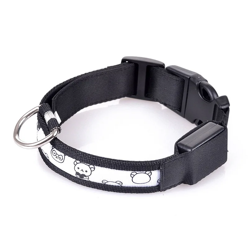 LED Nylon Pet Dog Collar Night Safety LED Light up Flashing Glow in the