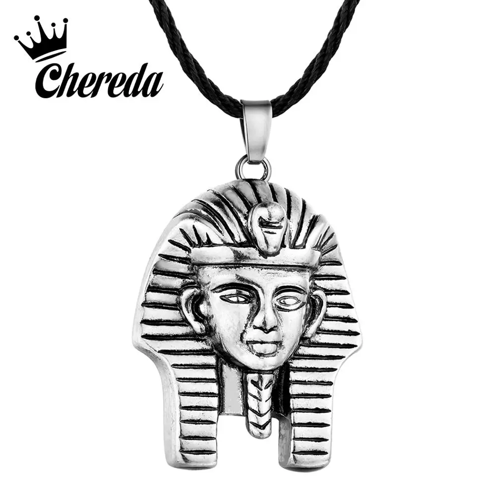 

Chereda Antique Silver Egypt Jewelry Pharaoh Pendant Necklace For Men Vintage Trendy Jewelry Accessories