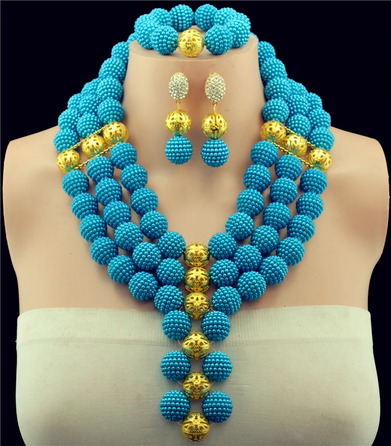 Factory Price Fashion Nigerian Wedding African Beads Jewelry Set