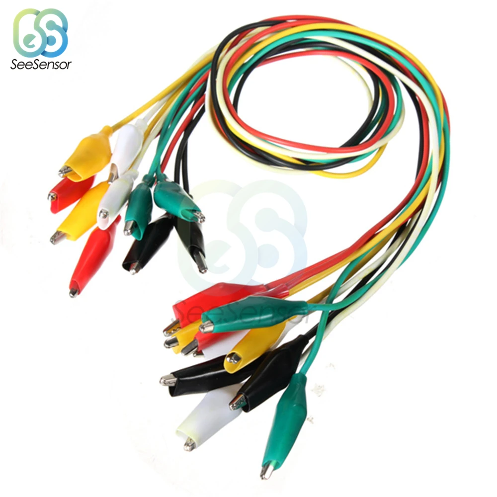 

10pcs Line length 50cm Crocodile Clip Double-ended Crocodile Clips Cable Alligator Clips Wire Testing Wire Clip