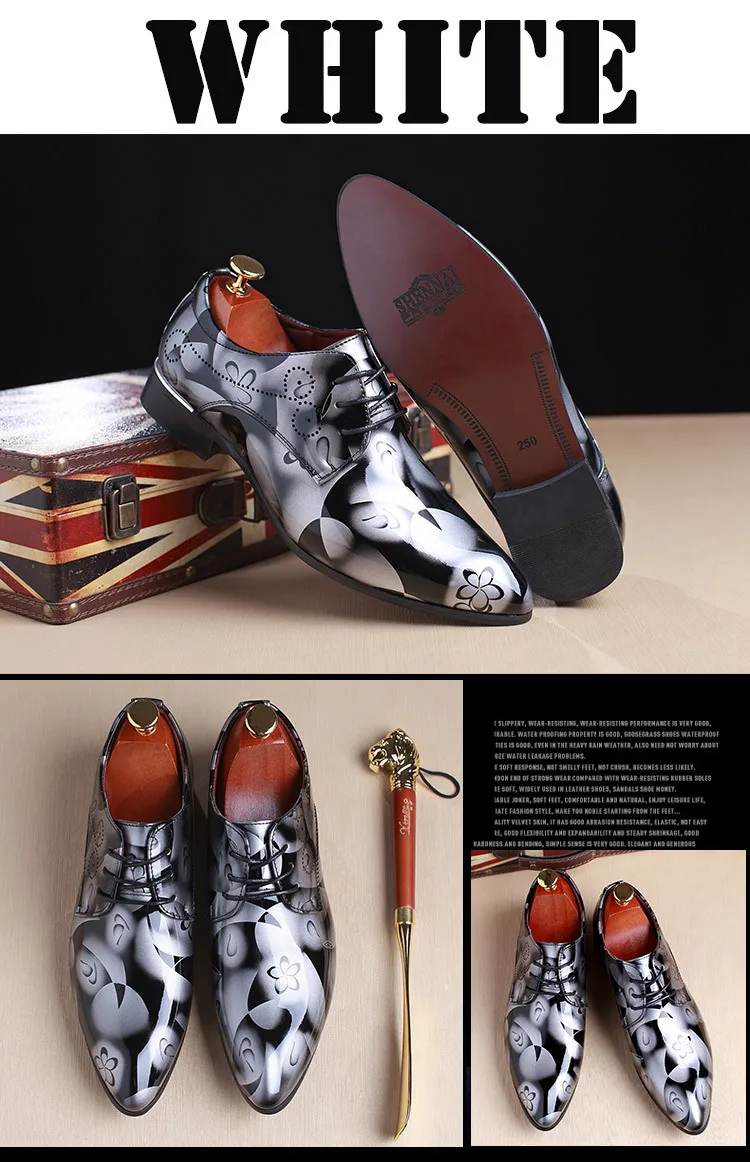Moda sapatos de couro de patente sapatos