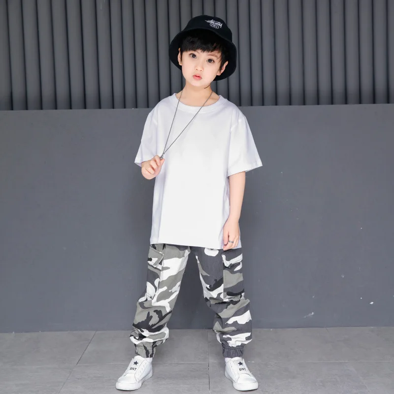 Gadis Hip Hop Pakaian Putih Polos T 